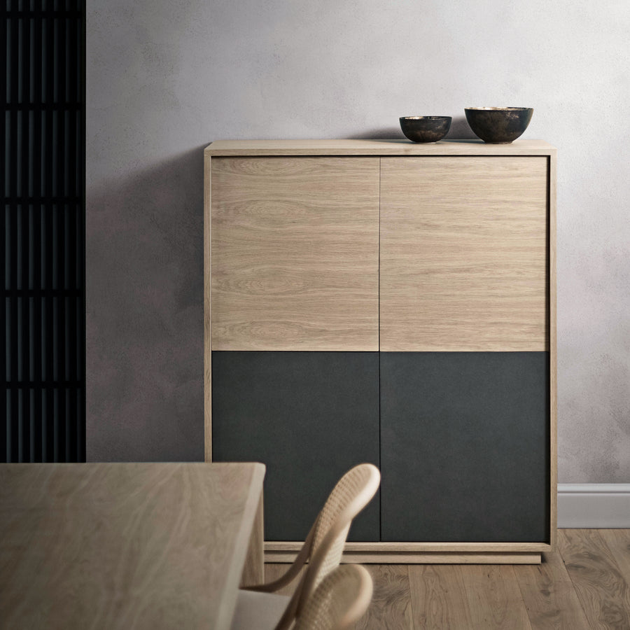 Expormim, Tall Cabinet in Solid Oak with 2 Lacquered Doors, ambient 2