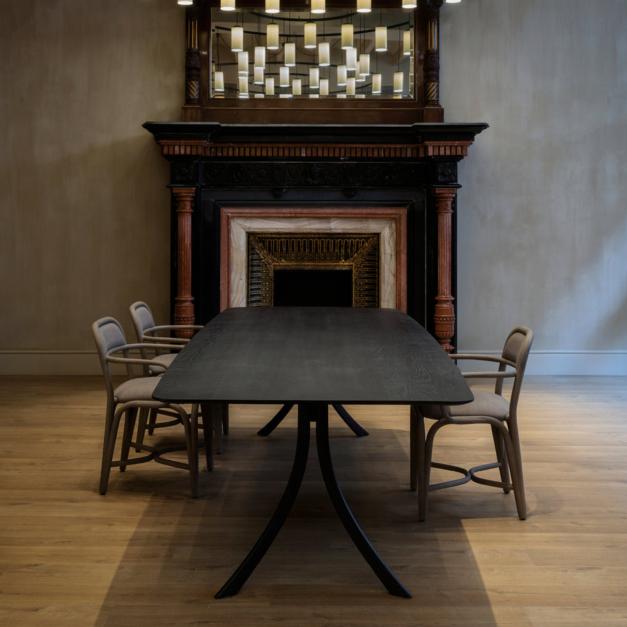 Falcata Table, Black Stained Oak, Ambient