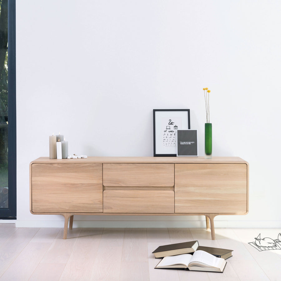 Gazzda Fawn Sideboard 180 in solid whitened Oak, ambient | Spencer Interiors