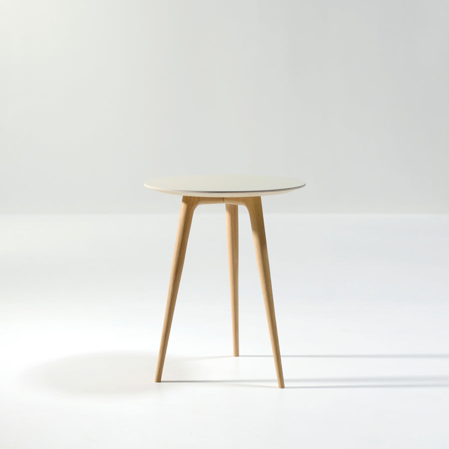 Gazzda Arp Side Table 45 in whitened Oak and Mushroom Linoleum