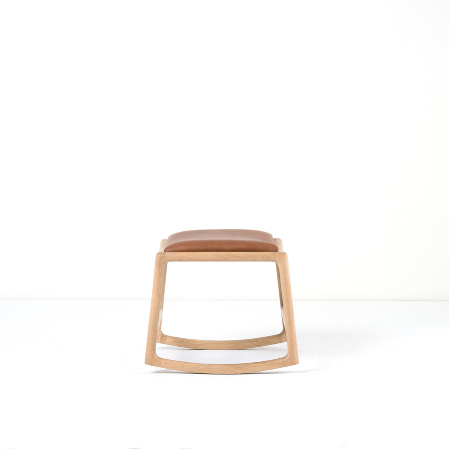Gazzda Dedo Footstool in solid whitened Oak, profile 3