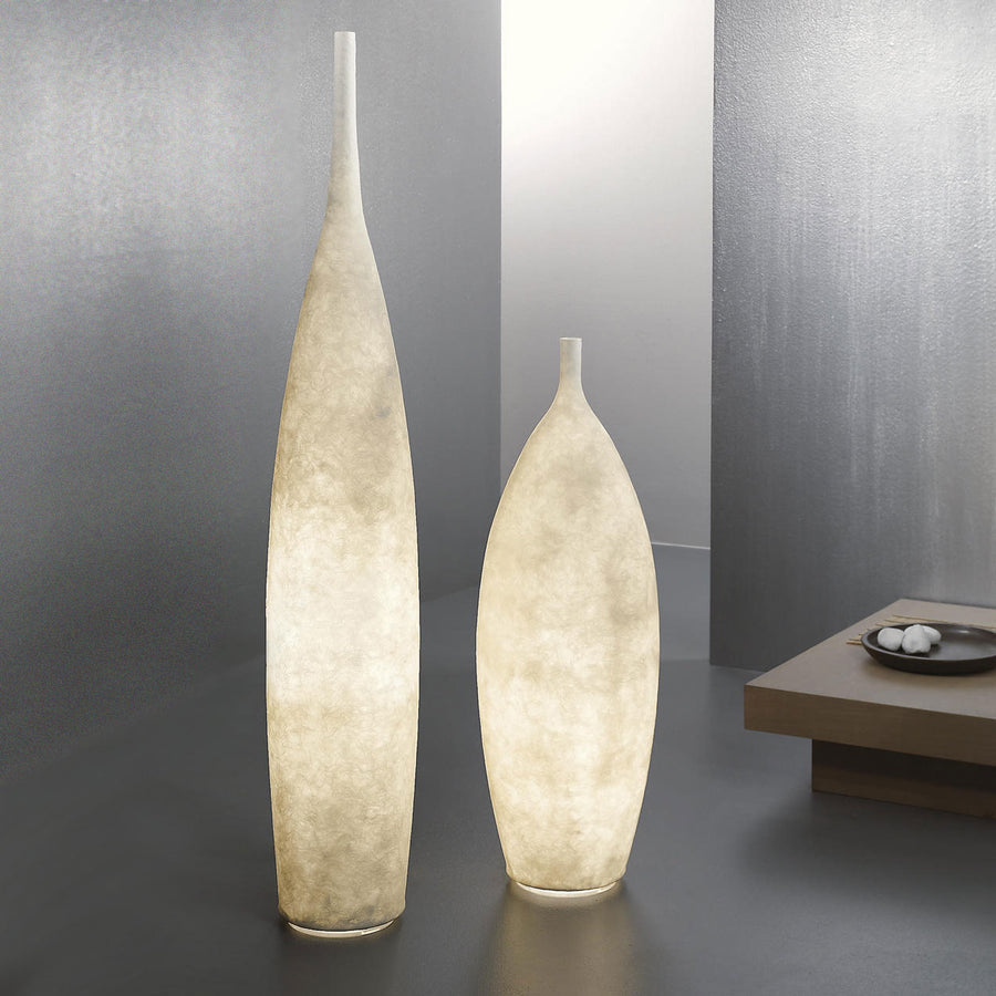 In-es Tank illuminated floor vases, turned on, made in Italy