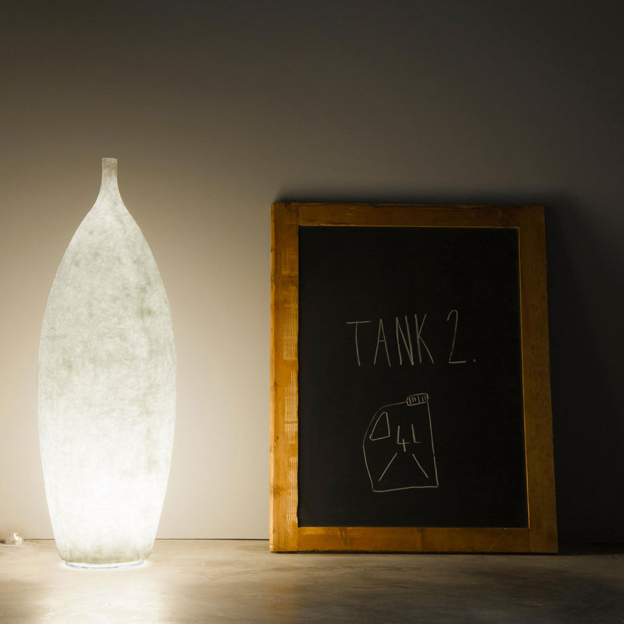 In-es Tank 2 illuminated floor vase, turned on, made in Italy