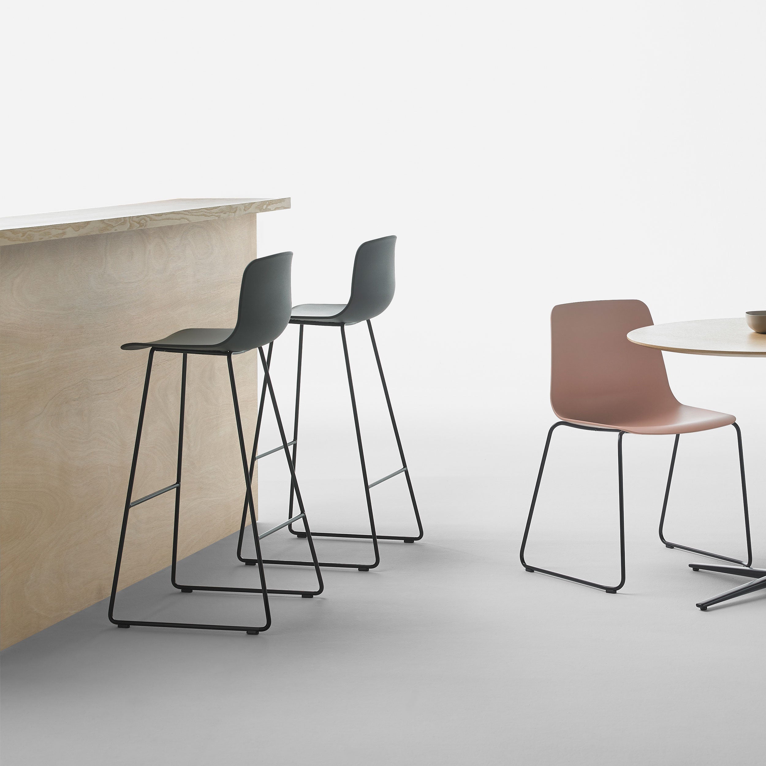 Inclass Varya Sled Base Stool commercial grade -made in Spain