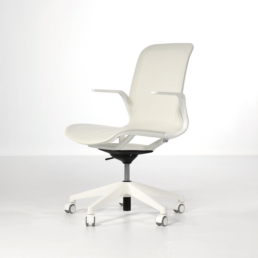 Luxy SmartLight Armchair in White, front turned - made in Italy, © Spencer Interiors Inc.