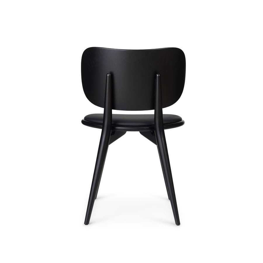 MATER The DIning Chair, Black stained Beech, black leather, back view