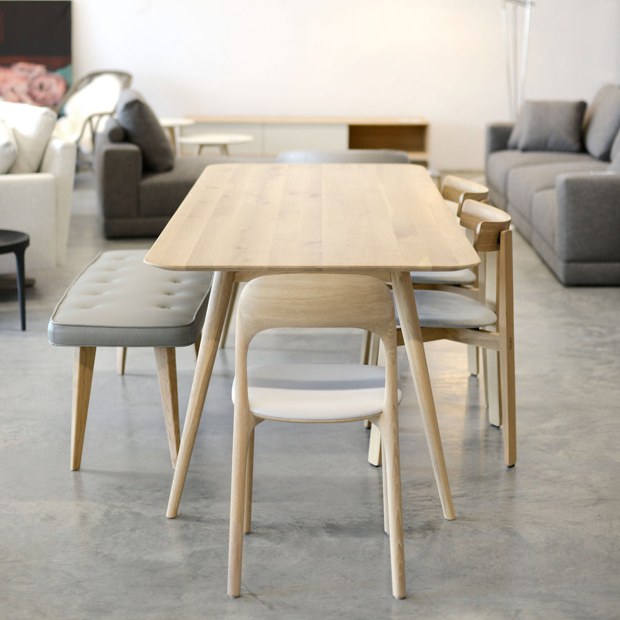 Gazzda Stafa Table in solid oak, hardwax oil white, © Spencer Interiors Inc.