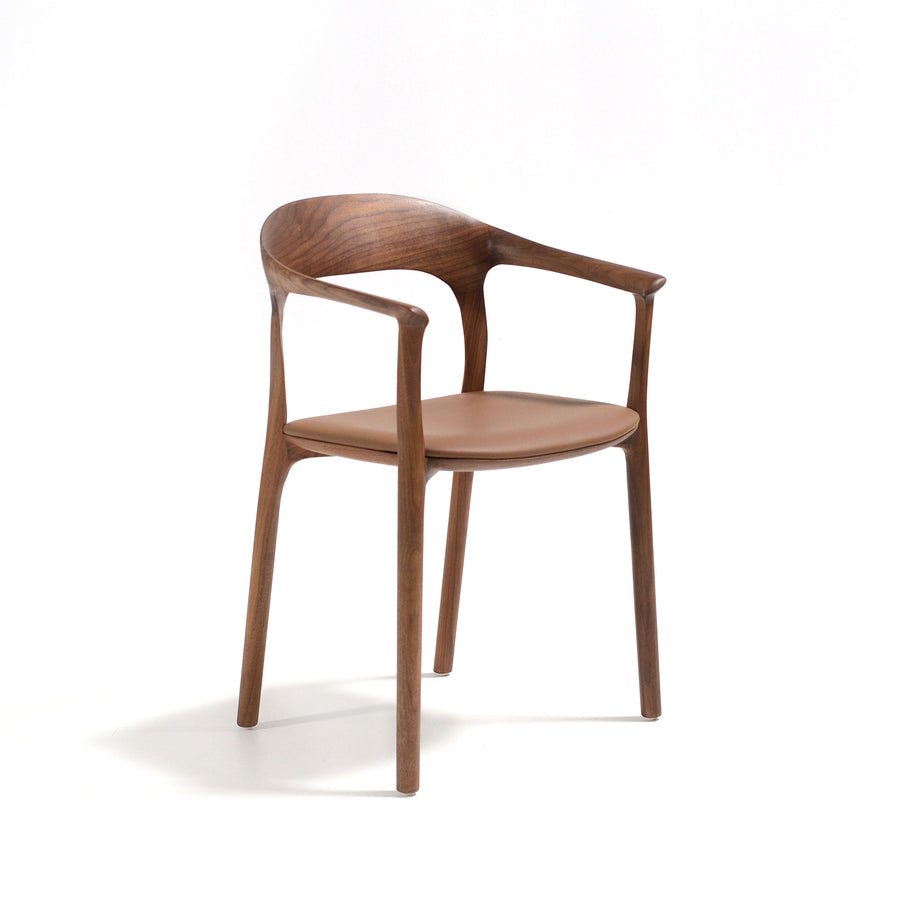 MS&WOOD Elle Armchair in Walnut, Side Turned