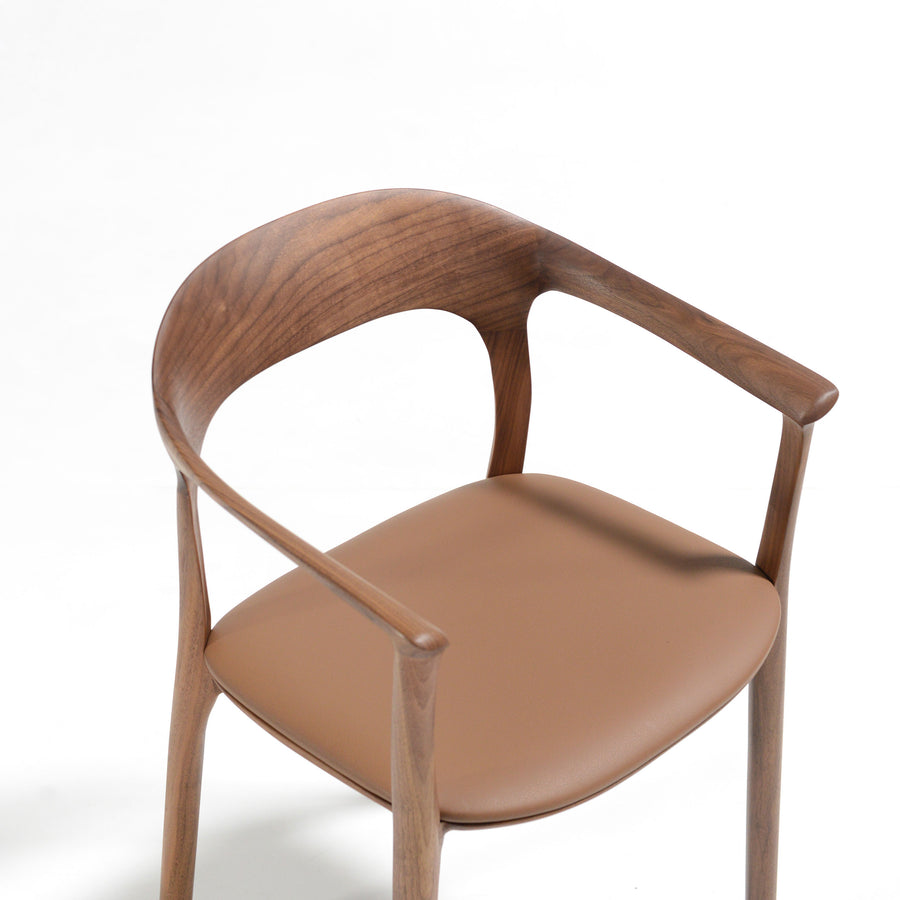 MS&WOOD Elle Armchair in American Walnut,  detail, © Spencer Interiors Inc.