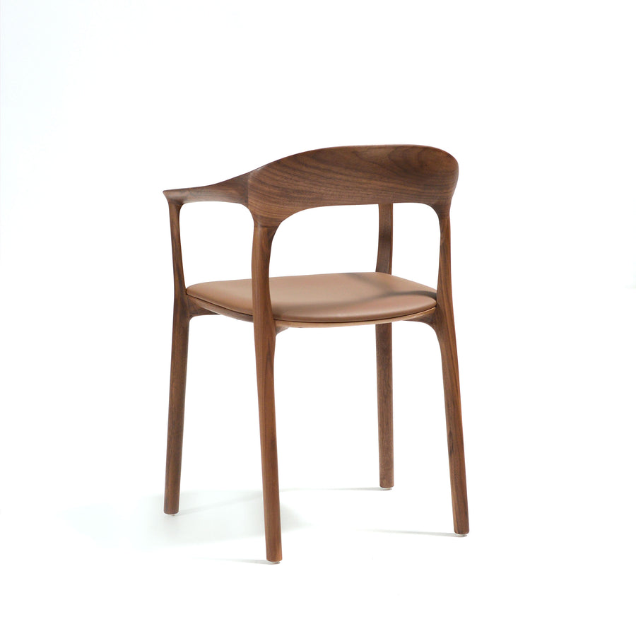 MS&WOOD Elle Armchair in American Walnut,  back turned, © Spencer Interiors Inc.