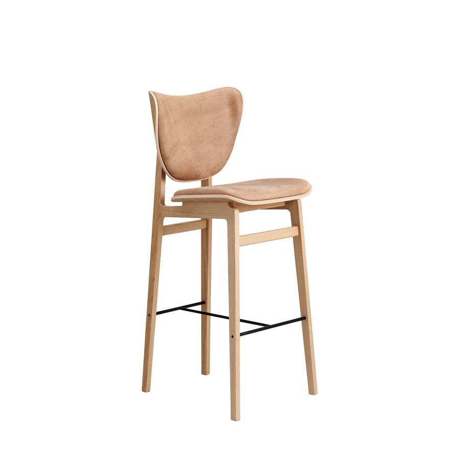 NORR11 Elephant Bar Stool, Natural Oak, Leather Dunes: Camel, front turned