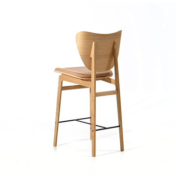 NORR11 Elephant Counter Stool in Natural Oak, Leather Utra Camel, back turned, ©Spencer Interiors Inc.