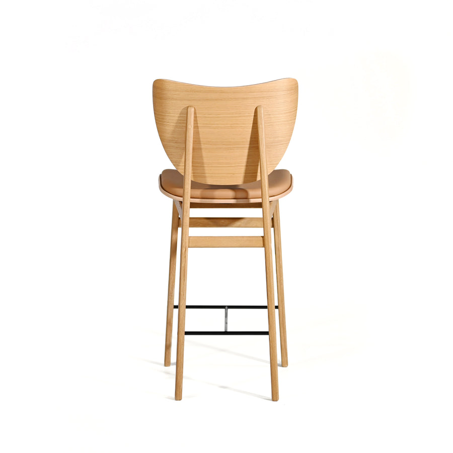 NORR11 Elephant Counter Stool in Natural Oak, Leather Utra Camel, back, ©Spencer Interiors Inc.