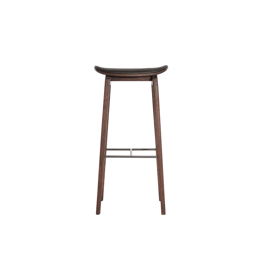 Norr11 NY11 Stool in Dark Stained Oak, Black Leather | Spencer Interiors