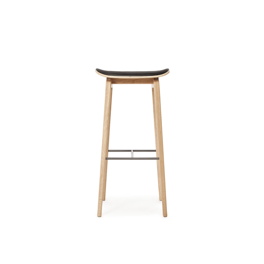 Norr11 NY11 Stool in Natural Oak, Black Leather  | Spencer Interiors