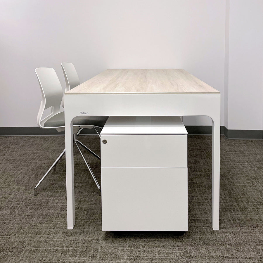 Ofifran 2 Drawer Locking Metal Office Cabinet, with Ofifran Lance Desk and  Easy Chairs, ambient - © Spencer Interiors Inc.