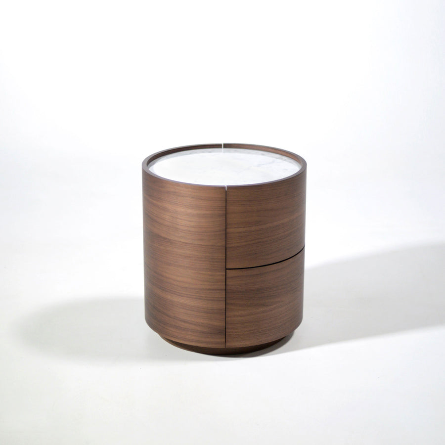 Pianca Dedalo 2 Drawer Nightstand in Walnut with Marble top, © Spencer Interiors Inc.