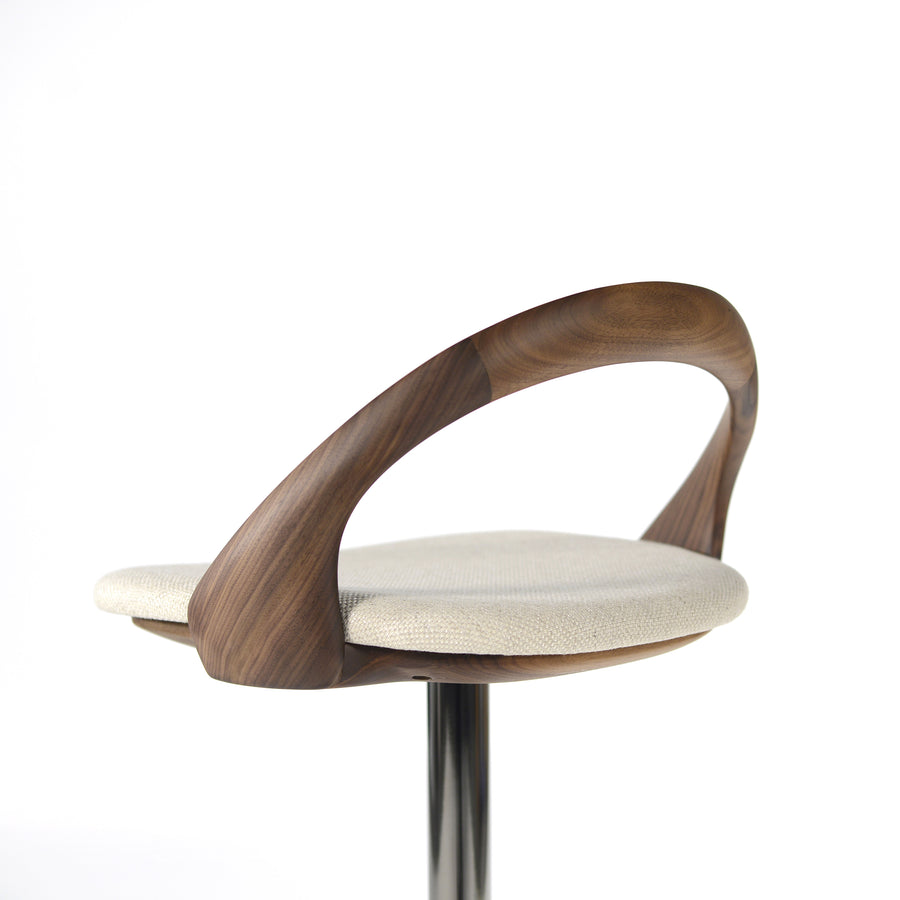 Porada Ester Stool in solid Walnut, detail, made in Italy, © Spencer interiors Inc.