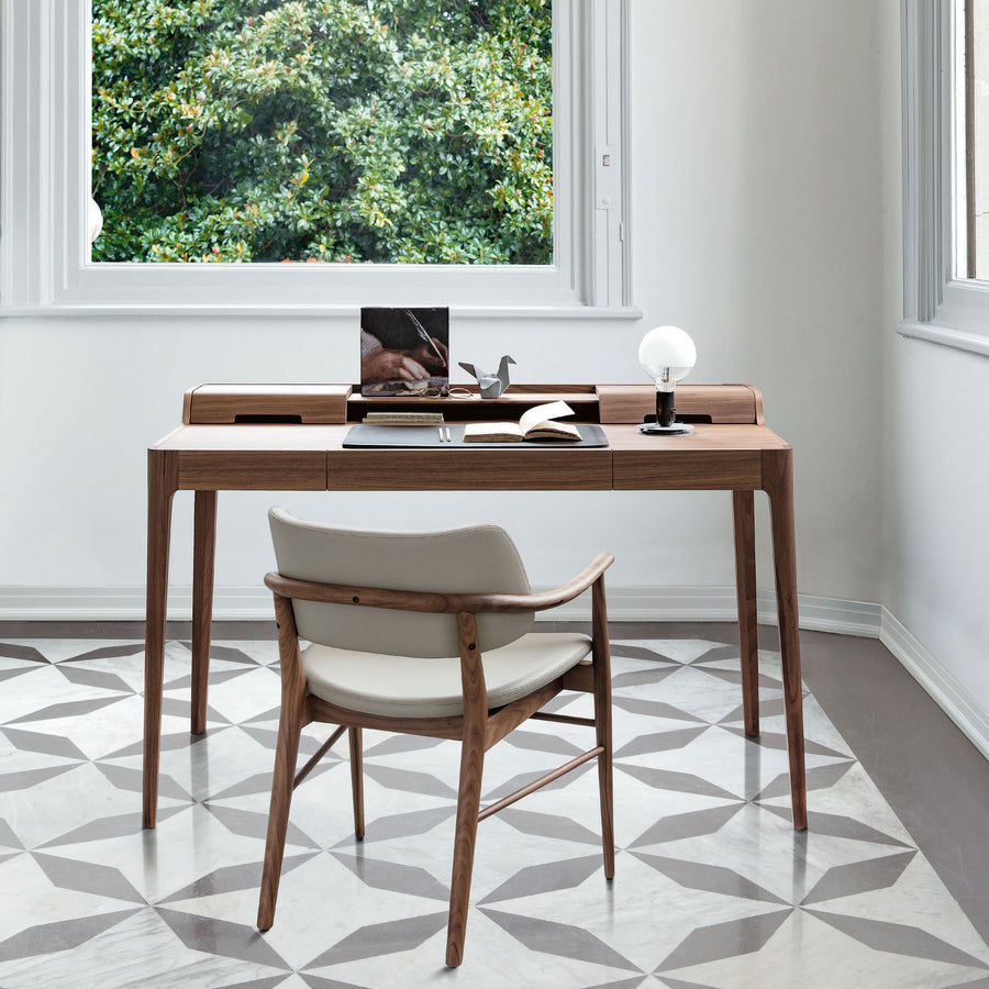 Porada Nissa Armchair in solid Walnut with Saffo Desk