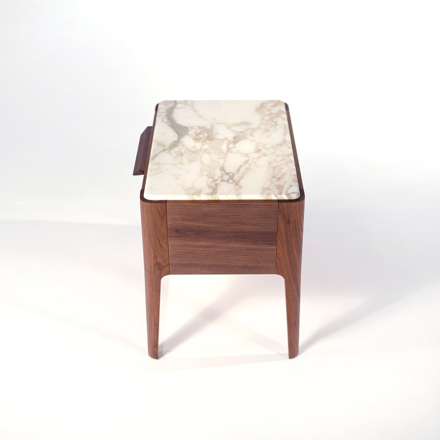 Porada Ziggy Night 1 in Solid Walnut and Marble, top, © Spencer Interiors Inc.
