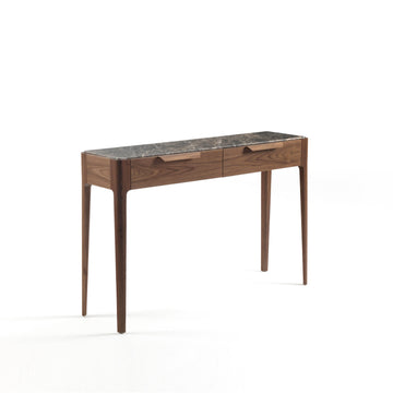 Porada Ziggy 10 Console in solid Walnut with Emperador Dark Marble Top