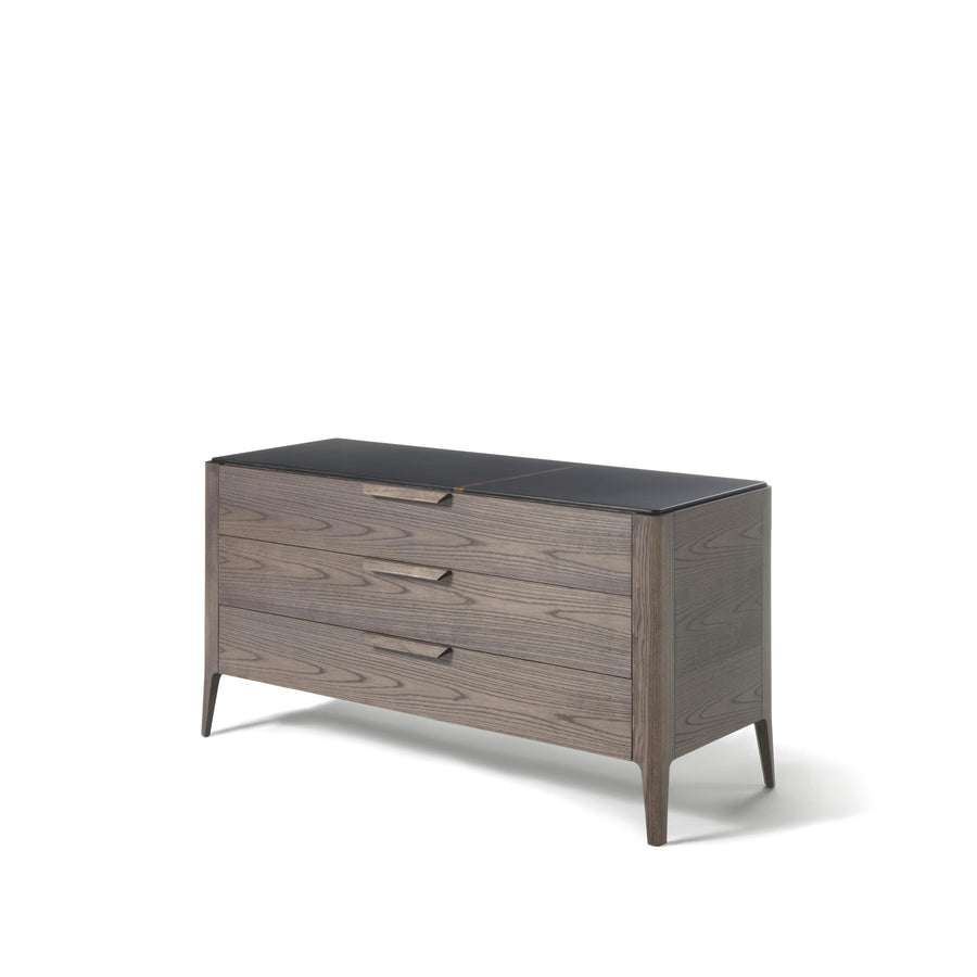 Porada Ziggy Night 3 Drawers in solid Ash Wood with Marble Top, turned