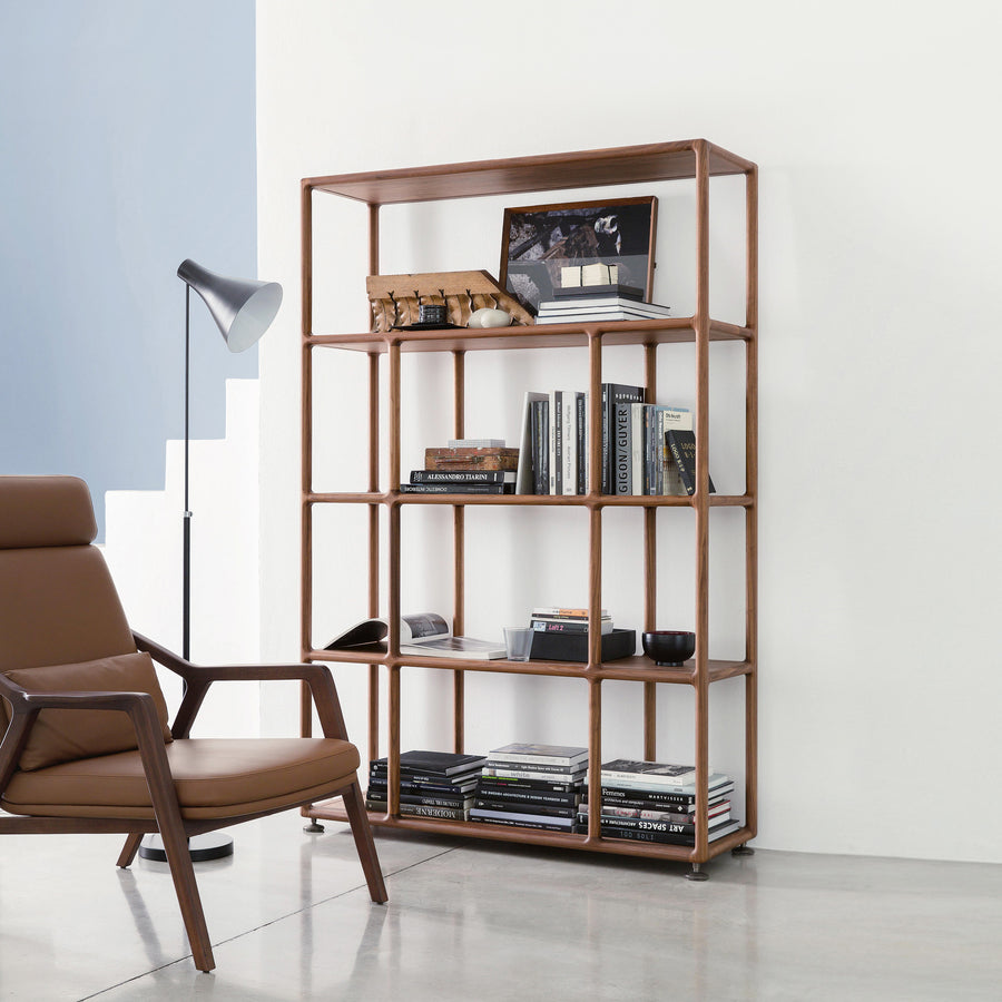 PORADA Biblo Bookcase in Walnut, ambient 1