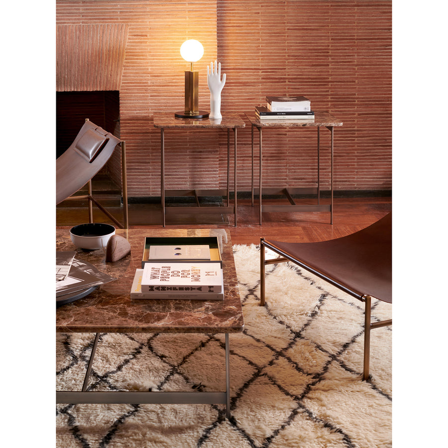 Potocco Little T Square Coffee Table with Emperador Marble Top, ambient detail
