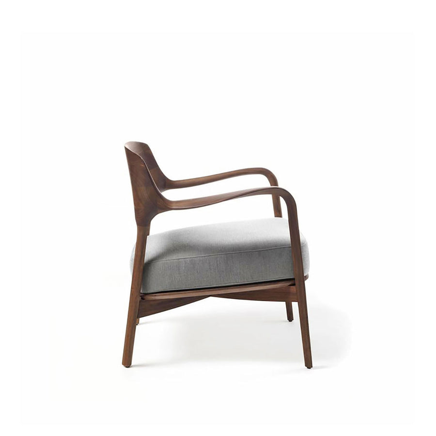 Porada Louis Armchair in solid Walnut, profile, made in Italy