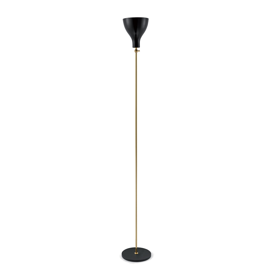 Tato Italia, Lady V Piantana Floor Lamp, Brass, Black Shade