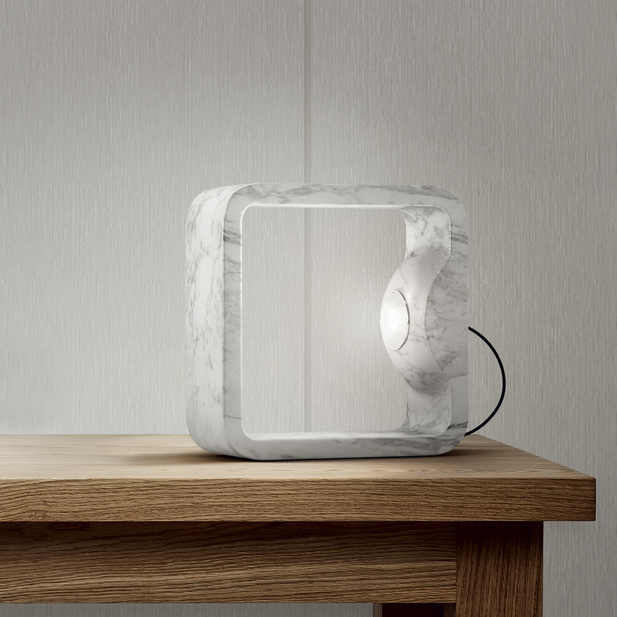 Tato Italia, Quattrolati Table Lamp in Solid Carrara Marble, ambient