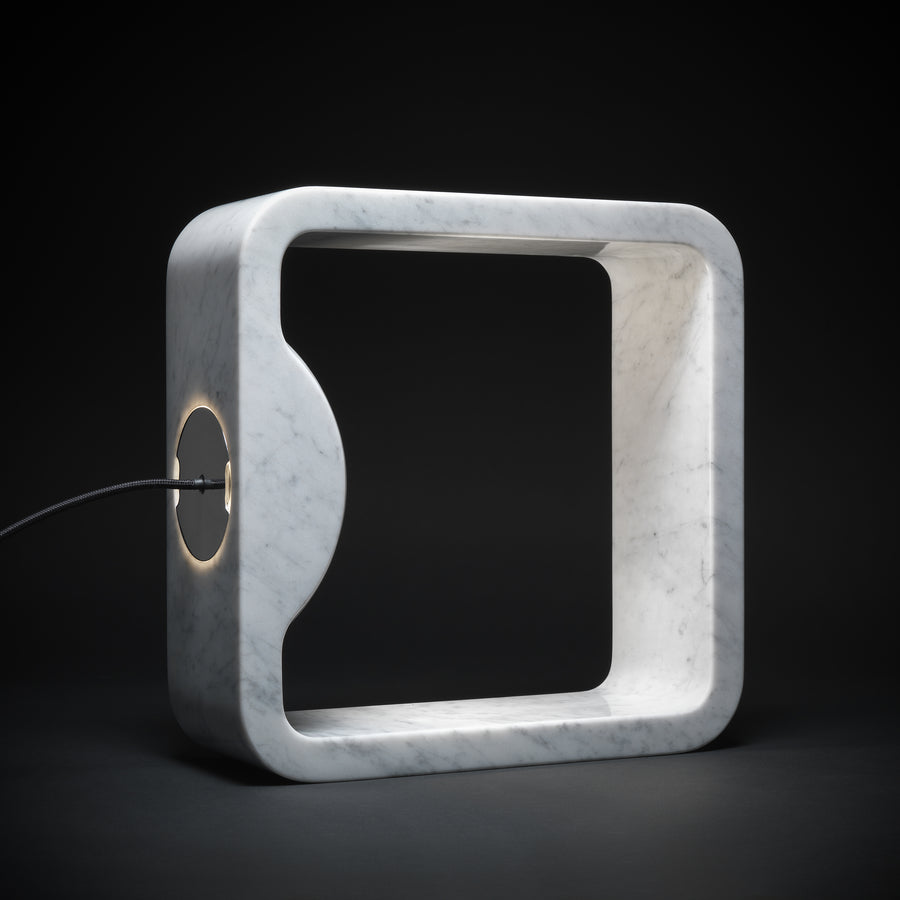 Tato Italia, Quattrolati Table Lamp in Solid Carrara Marble, detail