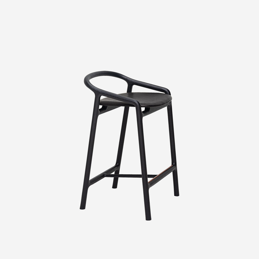 WOAK Brioni Stool in solid Wood, Black stained Oak, profile