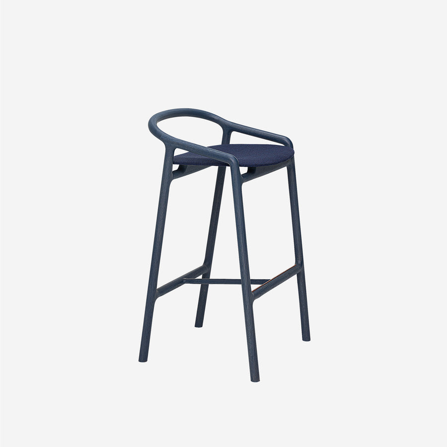 WOAK Brioni Stool in solid Wood, Blue stained Oak, profile