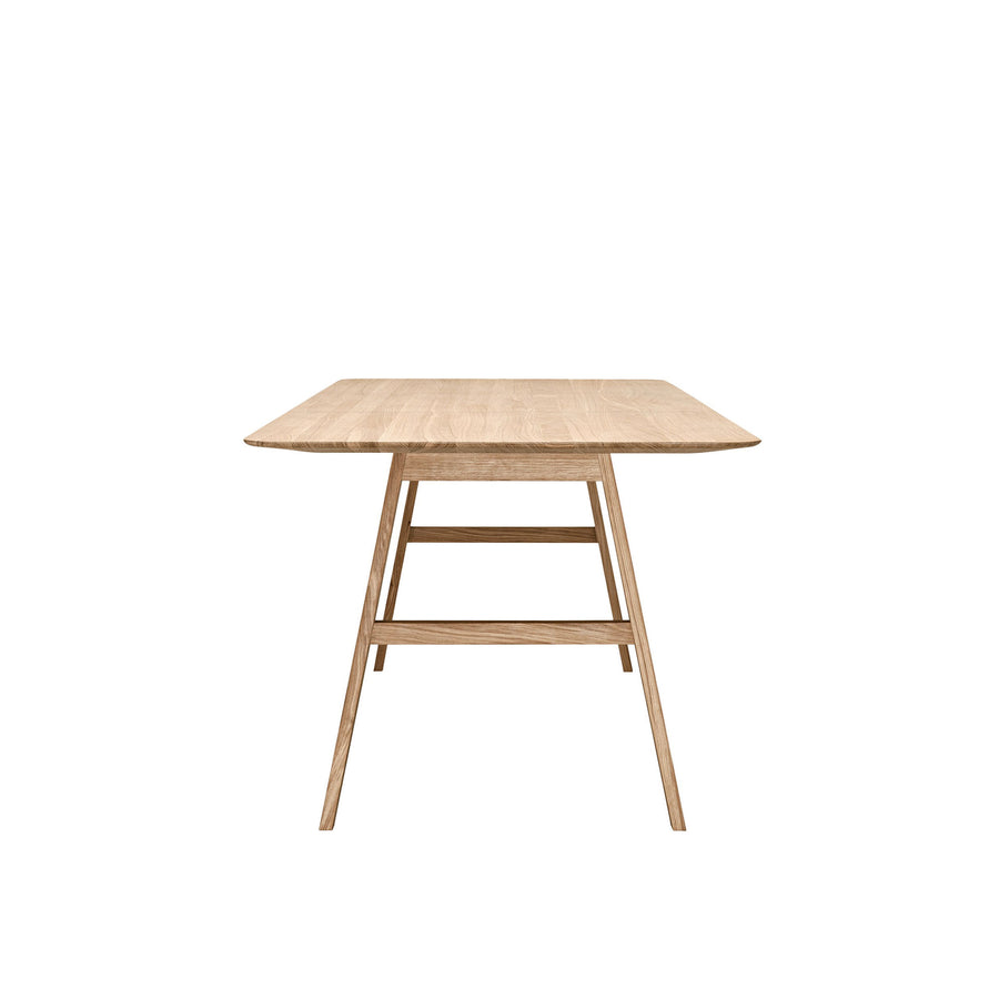 WOAK Malin Extension Table in solid Natural Oak, end view