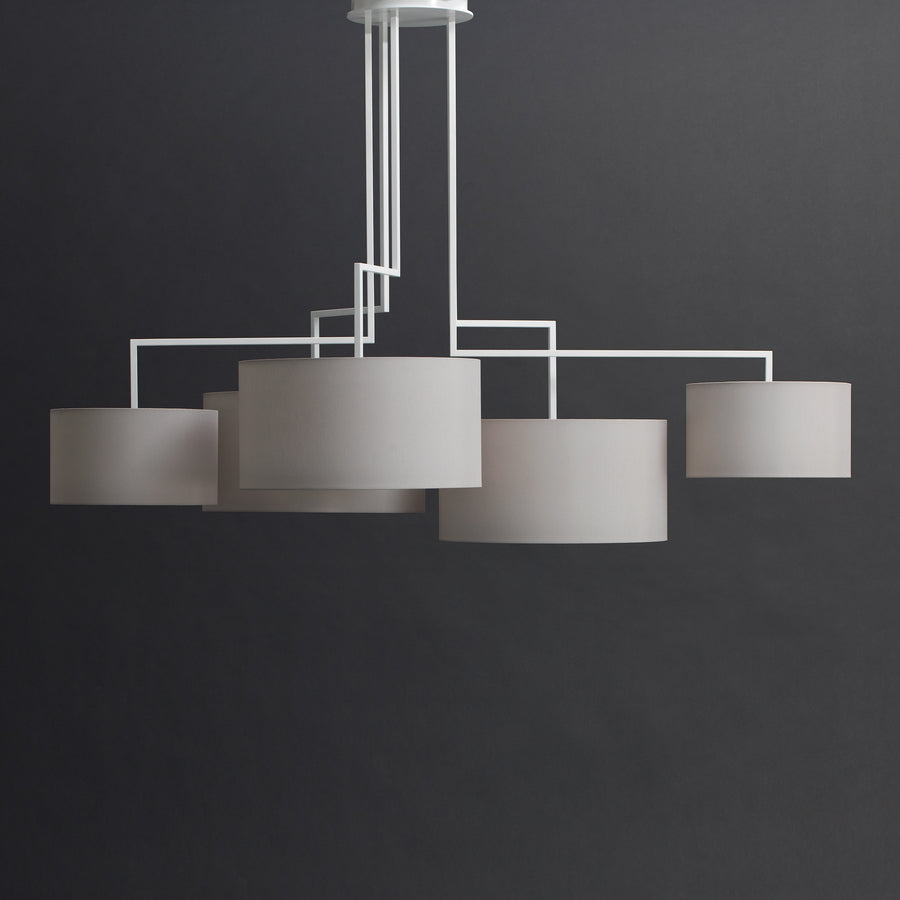 Zeitraum Noon 5 Suspended Lamp, Matt White frame, Light Grey Shade