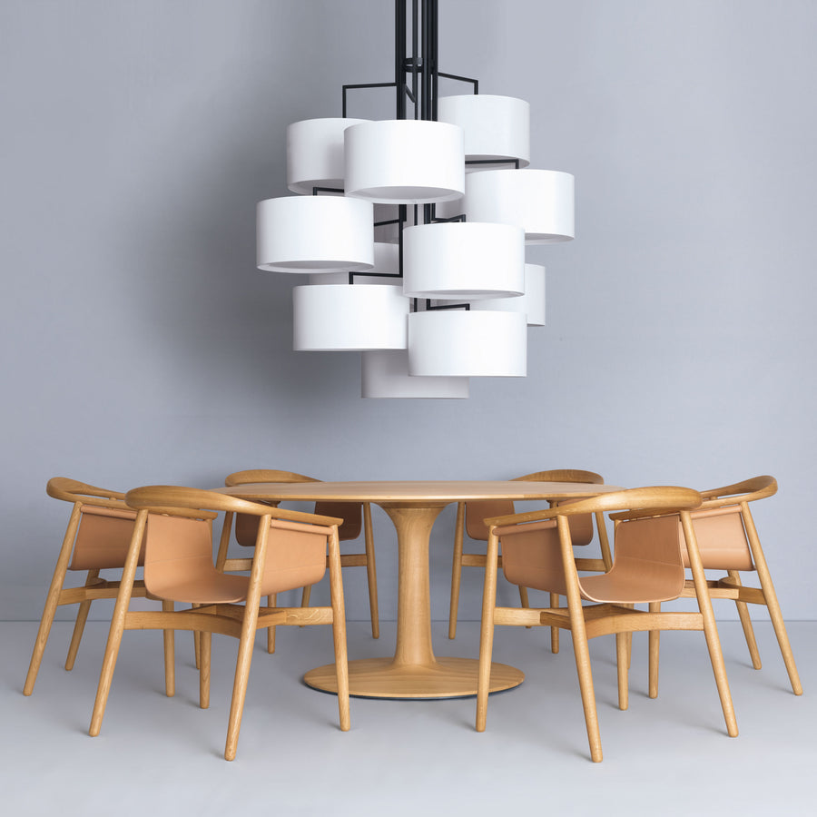 Zeitraum Turntable in Solid Oak with Pelle Armchairs